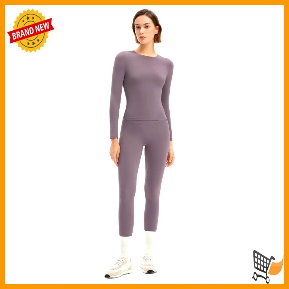 Buttery Soft Tummy Control Workout Set High Waisted Leggings Long Sleeve Top